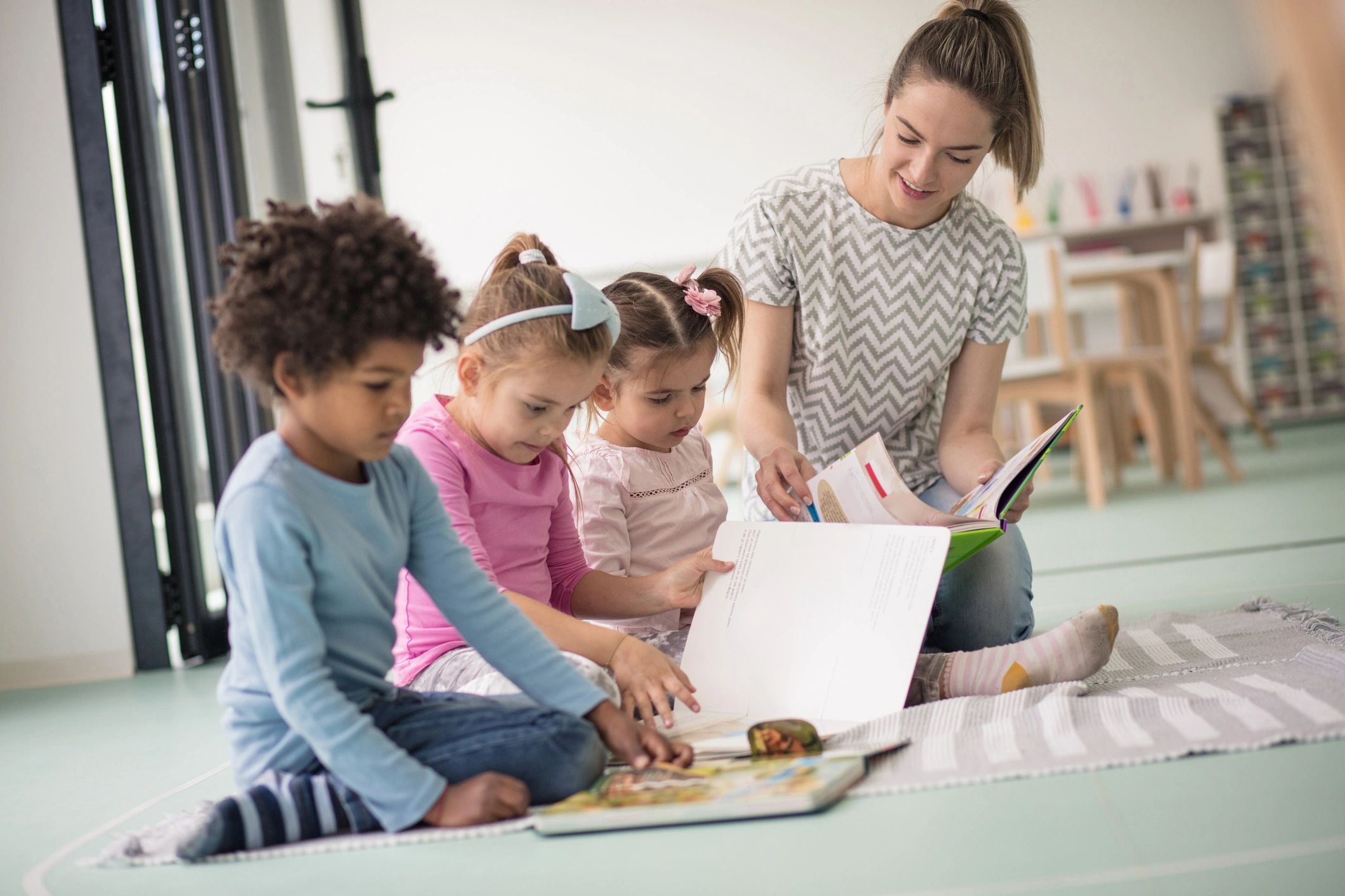 Children learning together in a preschool classroom