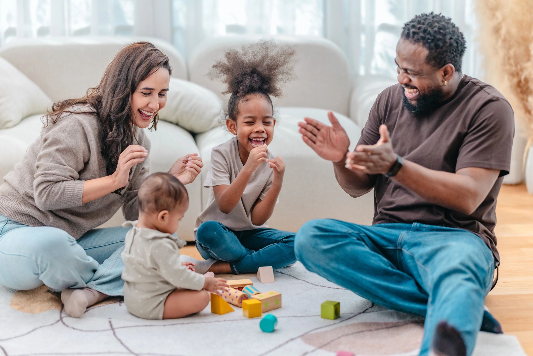 Family spending time together at home